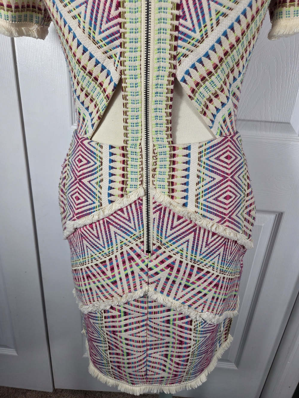 Acler Rae Geometric Fringe Cutout Dress XS - Picture 9 of 13